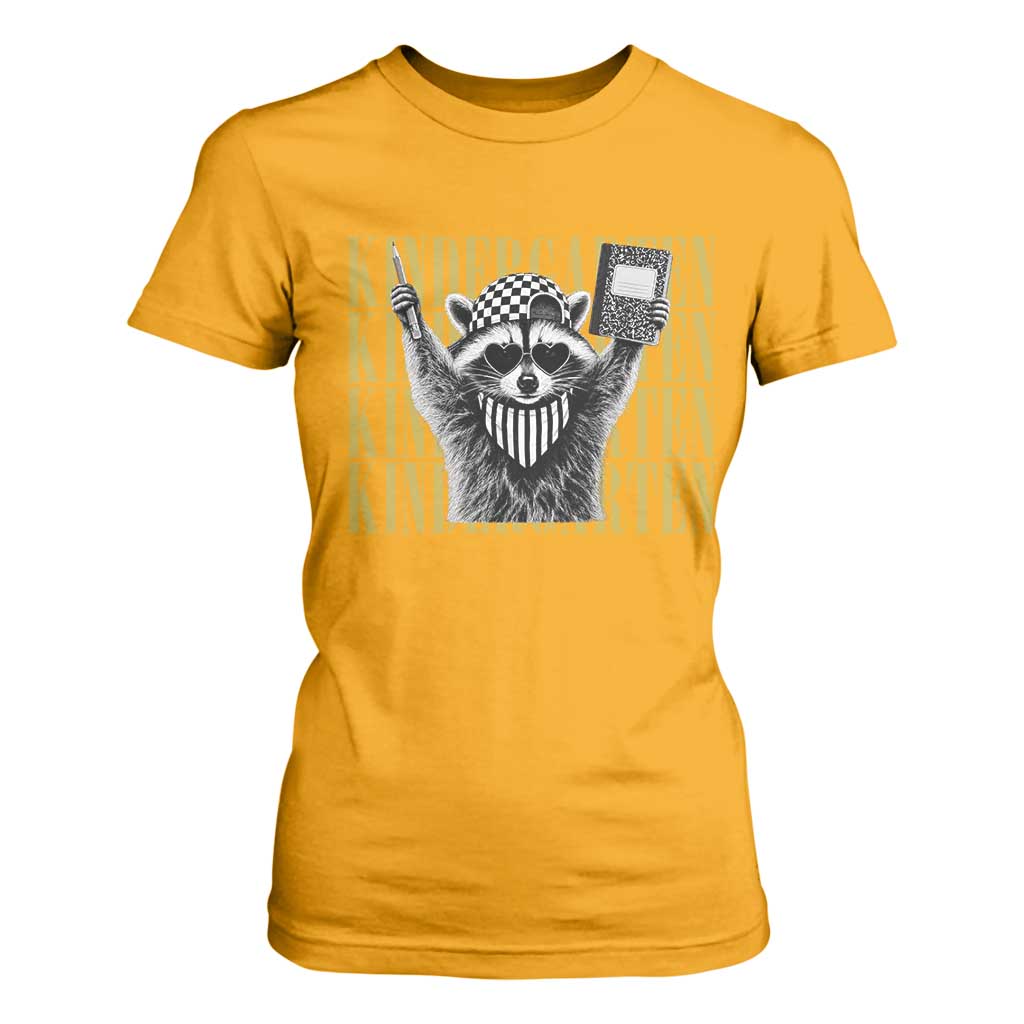 Cool Kindergarten Raccoon Back to School T Shirt For Women First Day of School Funny Kids Gift