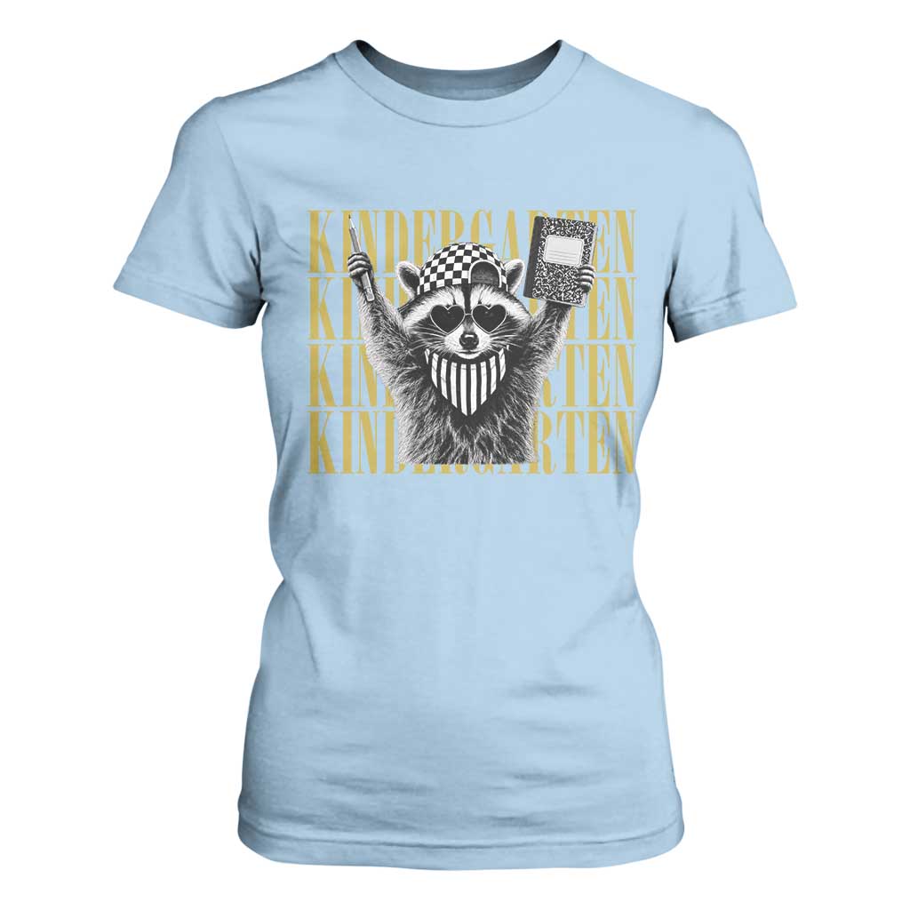 Cool Kindergarten Raccoon Back to School T Shirt For Women First Day of School Funny Kids Gift