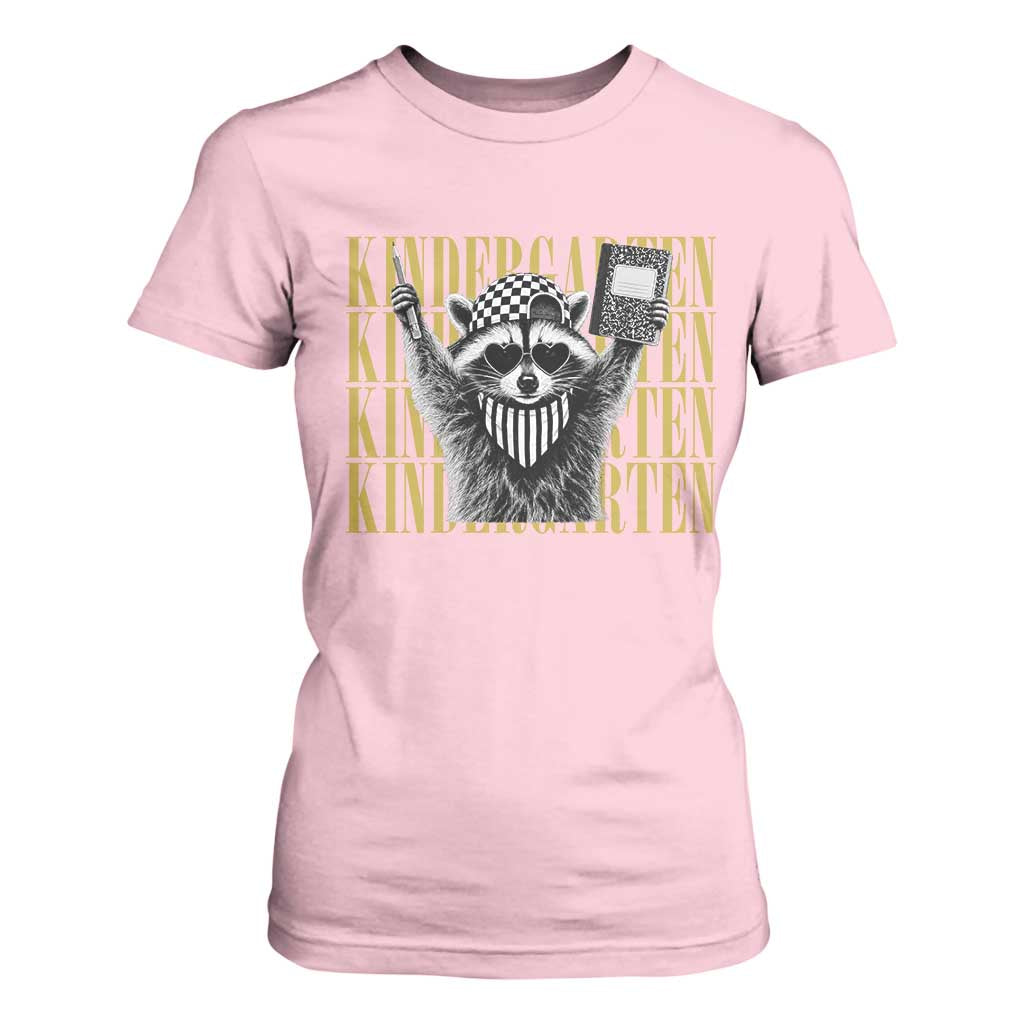 Cool Kindergarten Raccoon Back to School T Shirt For Women First Day of School Funny Kids Gift