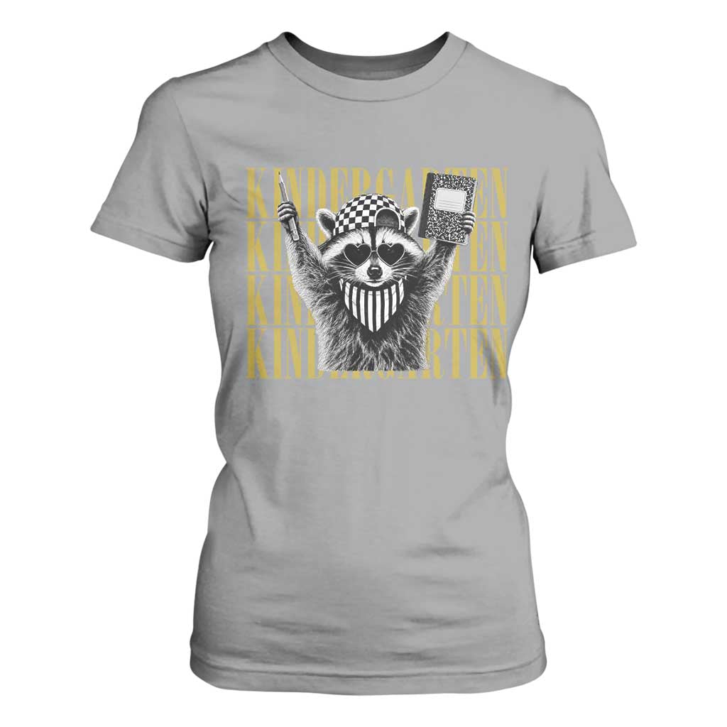 Cool Kindergarten Raccoon Back to School T Shirt For Women First Day of School Funny Kids Gift