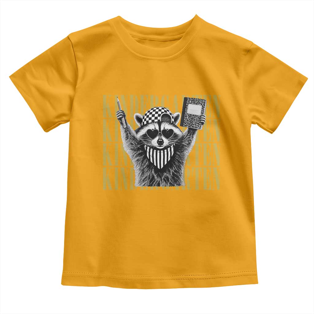Cool Kindergarten Raccoon Back to School Toddler T Shirt First Day of School Funny Kids Gift