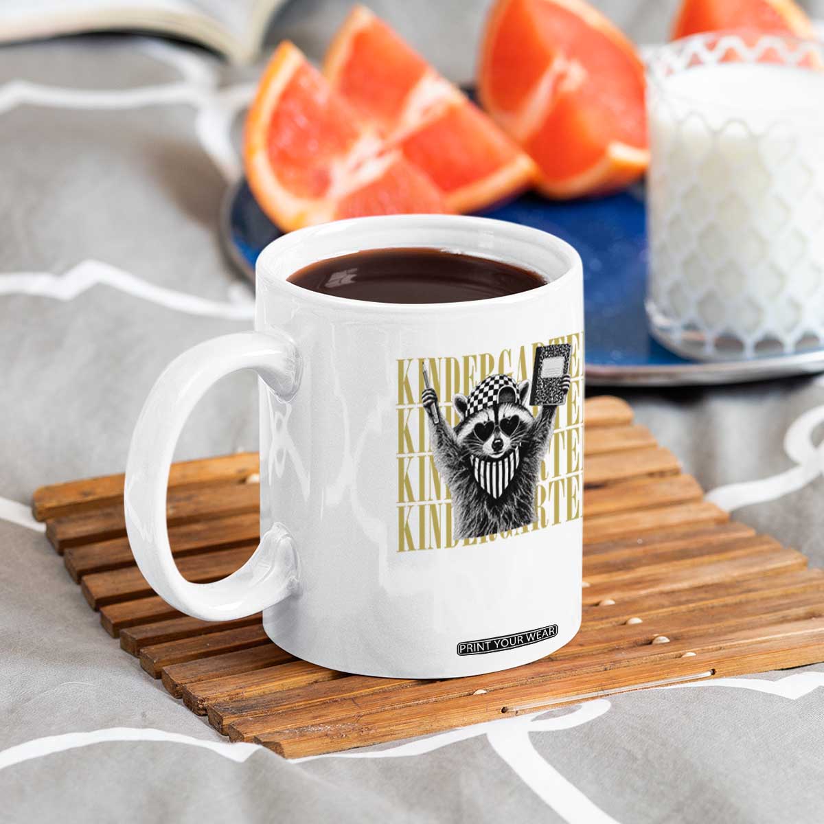 Cool Kindergarten Raccoon Back to School Coffee Mug First Day of School Funny Kids Gift TS02 Print Your Wear