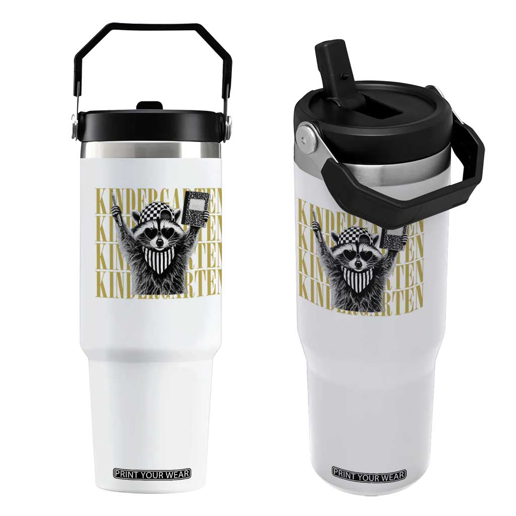 Cool Kindergarten Raccoon Back to School Flip Straw Tumbler First Day of School Funny Kids Gift TS02 One Size: 30 oz White Print Your Wear