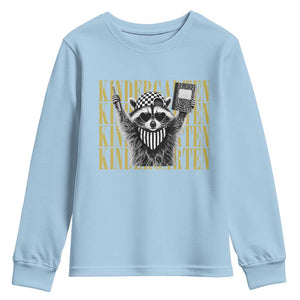 Cool Kindergarten Raccoon Back to School Youth Sweatshirt First Day of School Funny Kids Gift