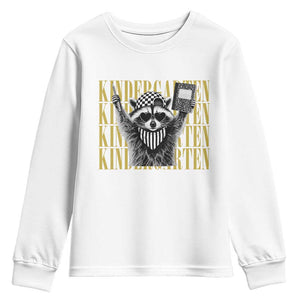 Cool Kindergarten Raccoon Back to School Youth Sweatshirt First Day of School Funny Kids Gift