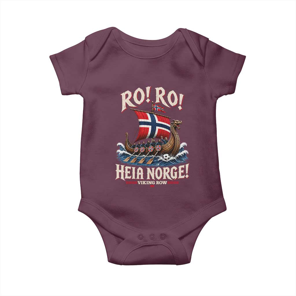 Funny Heia Norge Soccer Viking Row Baby Onesie Ro Ro Norway Football Fans Norwegian Pride TS02 Maroon Print Your Wear