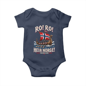 Funny Heia Norge Soccer Viking Row Baby Onesie Ro Ro Norway Football Fans Norwegian Pride TS02 Navy Print Your Wear