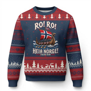 Funny Heia Norge Soccer Viking Row Ugly Christmas Sweater Ro Ro Norway Football Fans Norwegian Pride TS02 Navy Red Print Your Wear