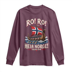 Funny Heia Norge Soccer Viking Row Long Sleeve Shirt Ro Ro Norway Football Fans Norwegian Pride TS02 Maroon Print Your Wear