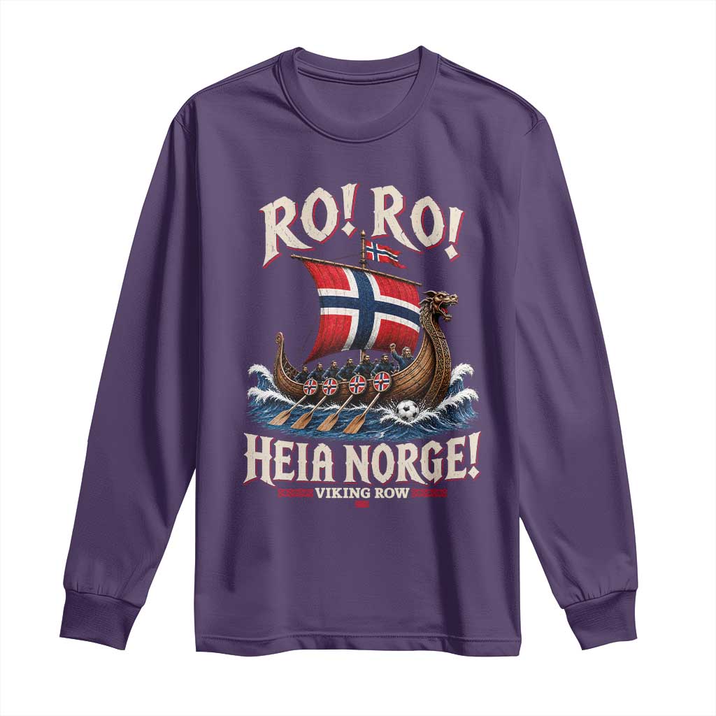 Funny Heia Norge Soccer Viking Row Long Sleeve Shirt Ro Ro Norway Football Fans Norwegian Pride TS02 Purple Print Your Wear