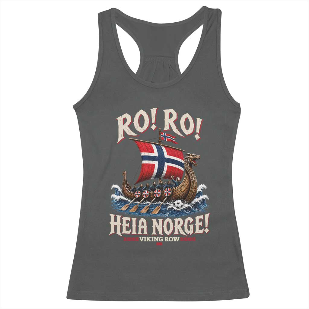 Funny Heia Norge Soccer Viking Row Racerback Tank Top Ro Ro Norway Football Fans Norwegian Pride TS02 Dark Heather Print Your Wear