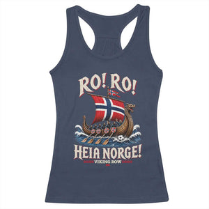 Funny Heia Norge Soccer Viking Row Racerback Tank Top Ro Ro Norway Football Fans Norwegian Pride TS02 Navy Print Your Wear