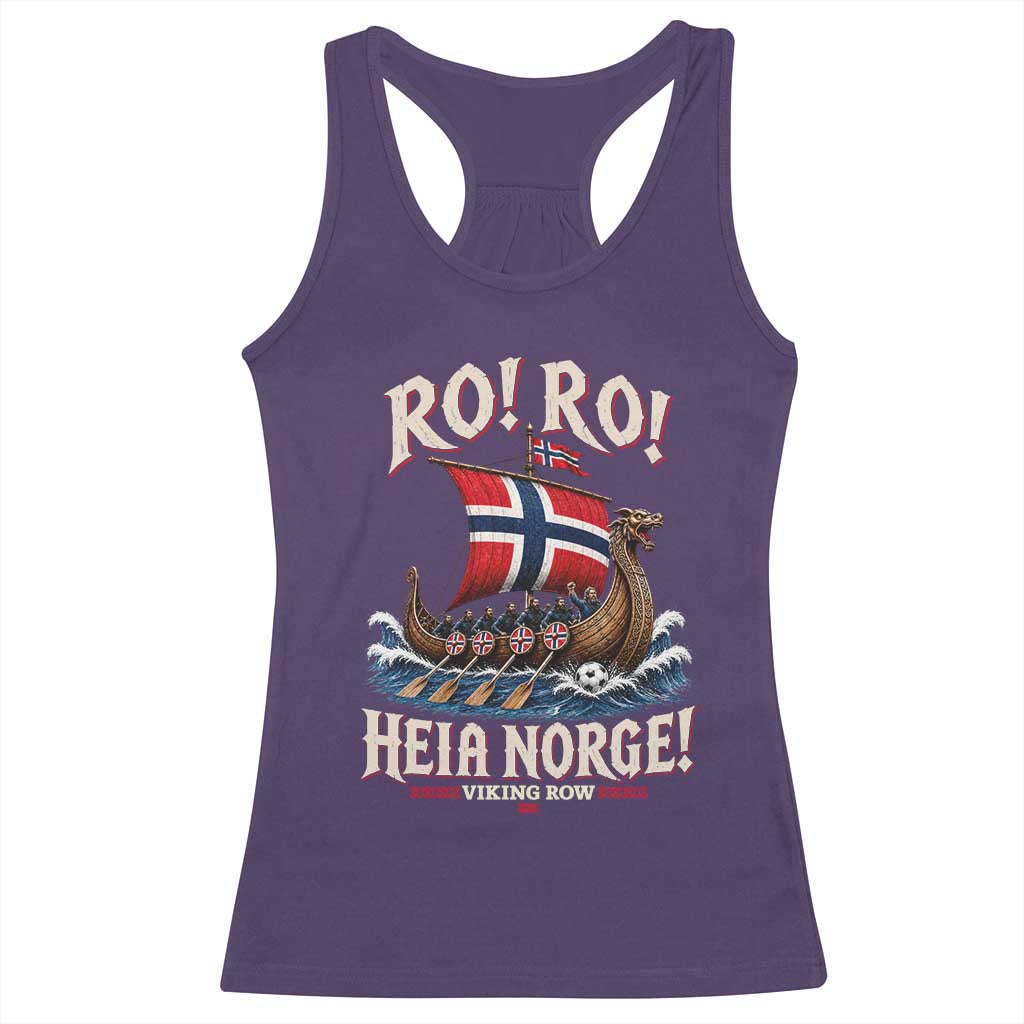 Funny Heia Norge Soccer Viking Row Racerback Tank Top Ro Ro Norway Football Fans Norwegian Pride TS02 Purple Print Your Wear