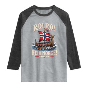 Funny Heia Norge Soccer Viking Row Raglan Shirt Ro Ro Norway Football Fans Norwegian Pride TS02 Heather Gray Heather Charcoal Print Your Wear