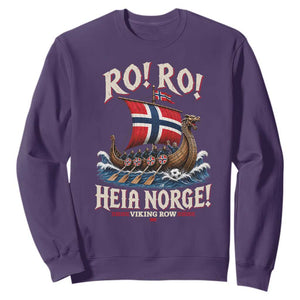 Funny Heia Norge Soccer Viking Row Sweatshirt Ro Ro Norway Football Fans Norwegian Pride TS02 Purple Print Your Wear