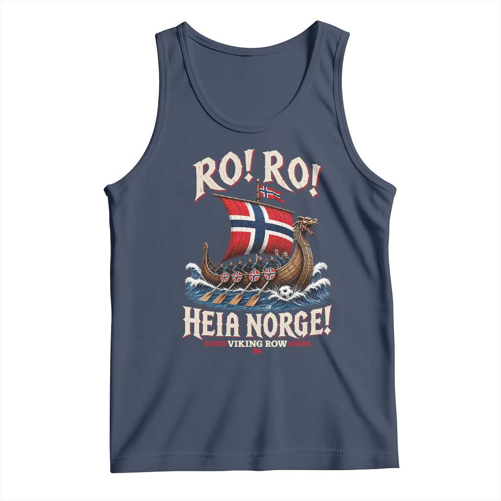 Funny Heia Norge Soccer Viking Row Tank Top Ro Ro Norway Football Fans Norwegian Pride TS02 Navy Print Your Wear