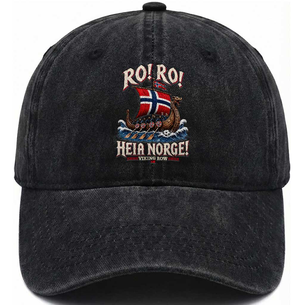 Funny Heia Norge Soccer Viking Row Washed Cotton Baseball Cap Ro Ro Norway Football Fans Norwegian Pride TS02 Print Your Wear