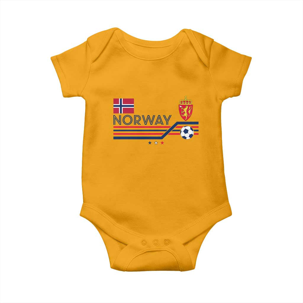 Classic Norway Football Emblem Graphic Baby Onesie Retro Norwegian Flag Coat of Arms Norge Soccer Fans TS02 Gold Print Your Wear