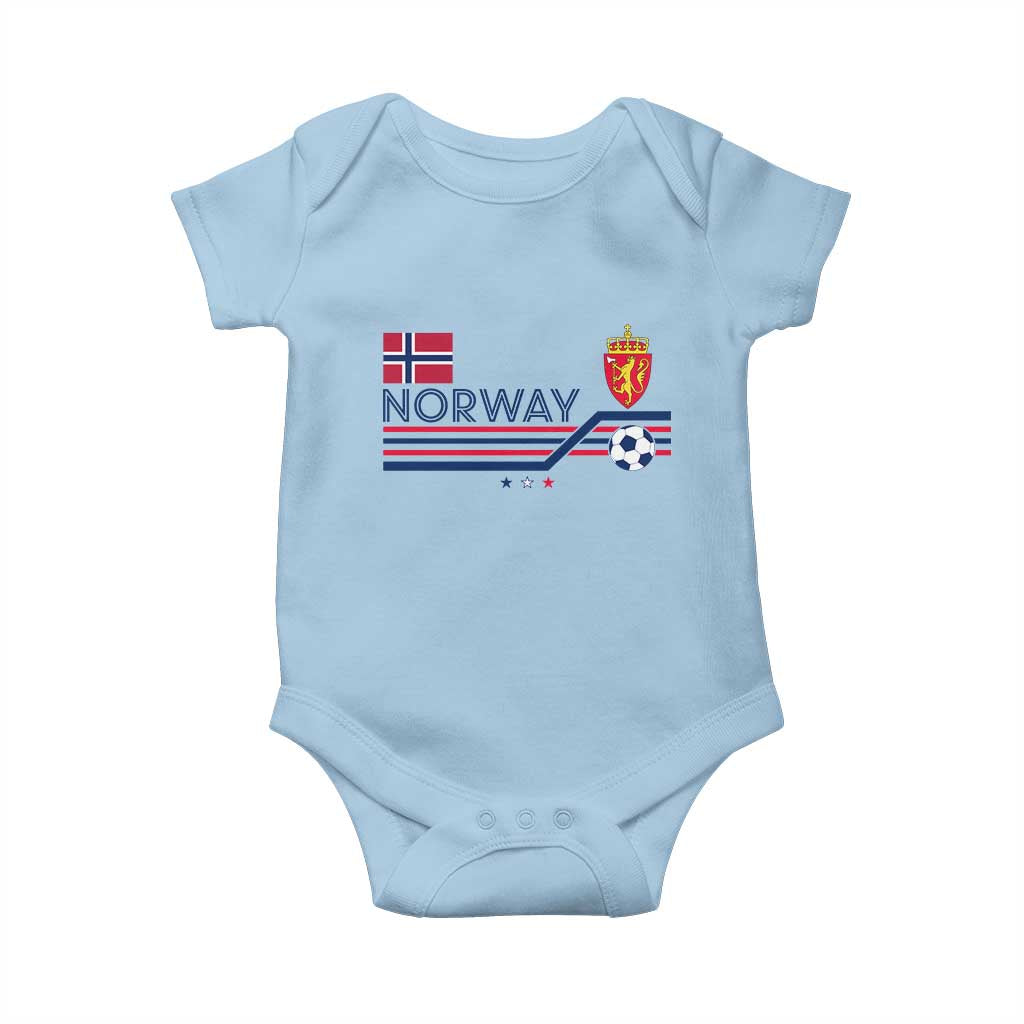 Classic Norway Football Emblem Graphic Baby Onesie Retro Norwegian Flag Coat of Arms Norge Soccer Fans TS02 Light Blue Print Your Wear