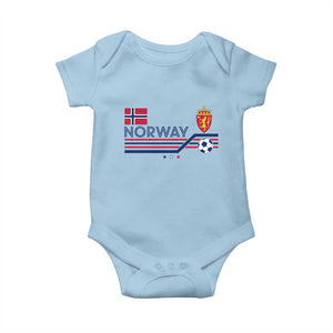 Classic Norway Football Emblem Graphic Baby Onesie Retro Norwegian Flag Coat of Arms Norge Soccer Fans TS02 Light Blue Print Your Wear