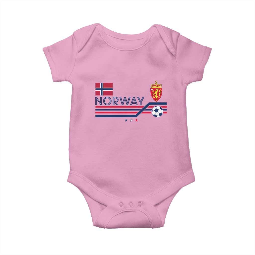 Classic Norway Football Emblem Graphic Baby Onesie Retro Norwegian Flag Coat of Arms Norge Soccer Fans TS02 Light Pink Print Your Wear