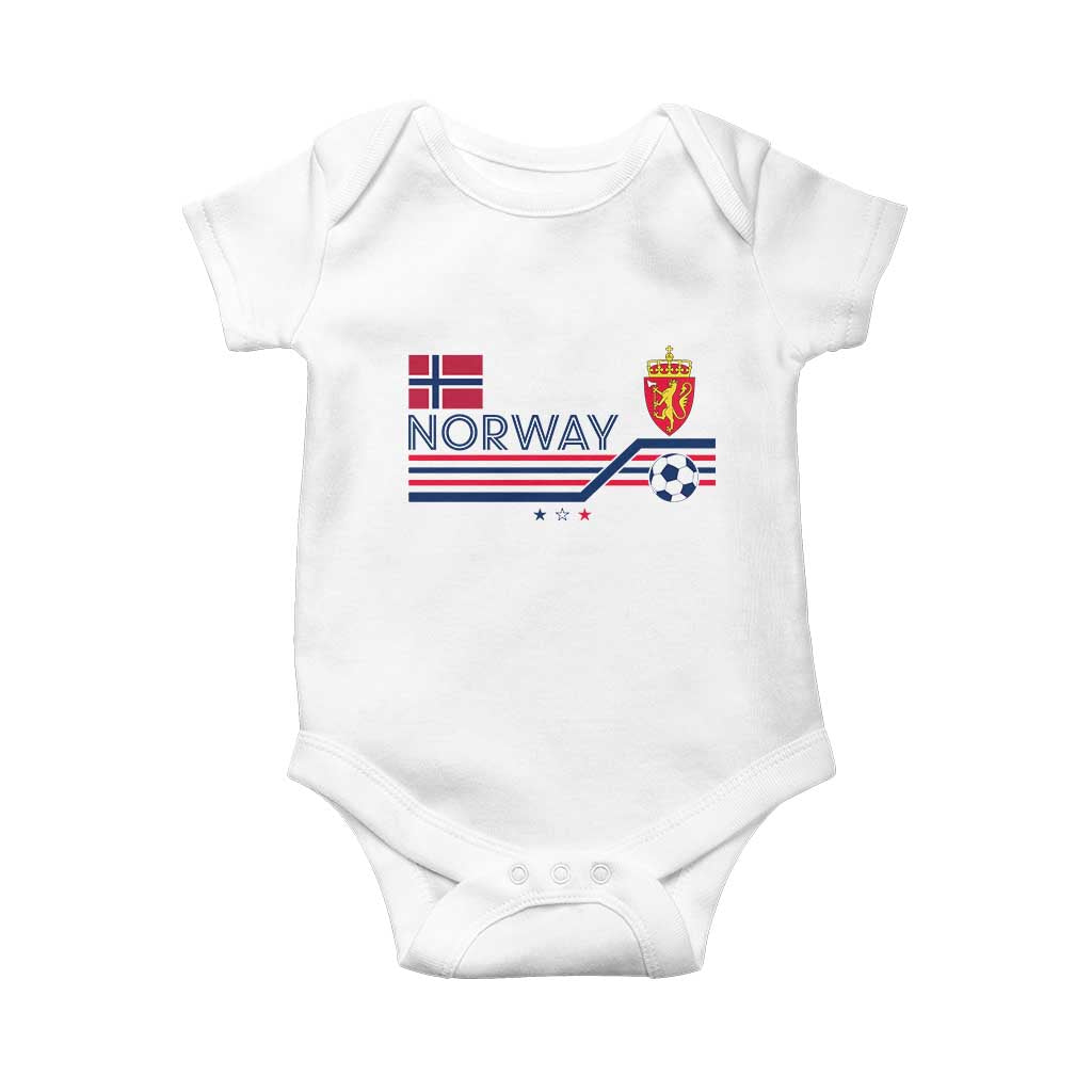 Classic Norway Football Emblem Graphic Baby Onesie Retro Norwegian Flag Coat of Arms Norge Soccer Fans TS02 White Print Your Wear