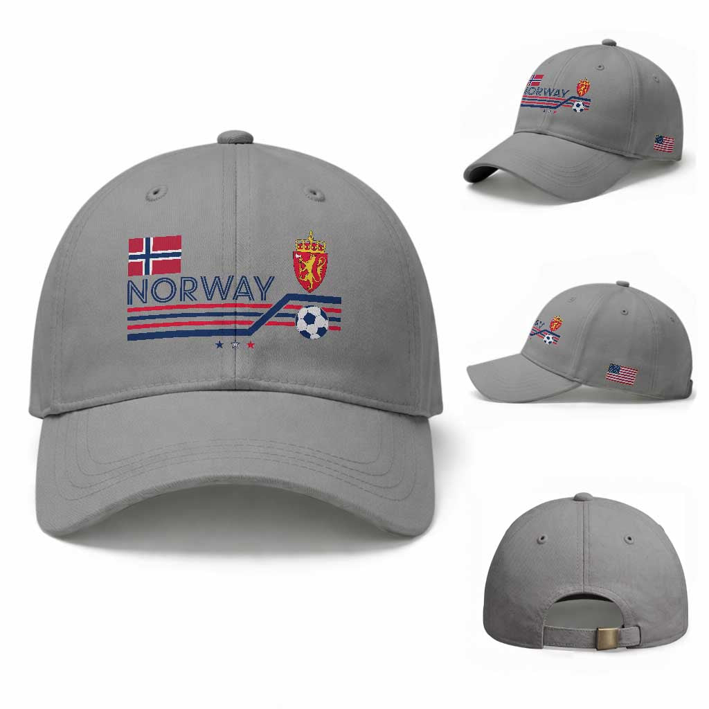 Classic Norway Football Emblem Graphic Baseball Cap Retro Norwegian Flag Coat of Arms Norge Soccer Fans TS02 Baseball Cap Universal Fit Sport Gray Print Your Wear