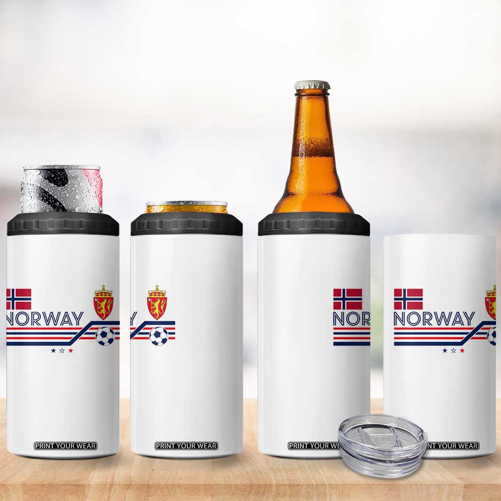 Classic Norway Football Emblem Graphic 4 in 1 Can Cooler Tumbler Retro Norwegian Flag Coat of Arms Norge Soccer Fans TS02 Print Your Wear