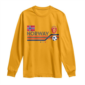 Classic Norway Football Emblem Graphic Long Sleeve Shirt Retro Norwegian Flag Coat of Arms Norge Soccer Fans TS02 Gold Print Your Wear