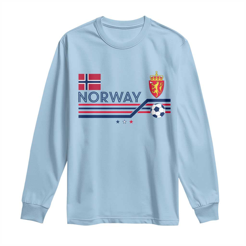 Classic Norway Football Emblem Graphic Long Sleeve Shirt Retro Norwegian Flag Coat of Arms Norge Soccer Fans TS02 Light Blue Print Your Wear