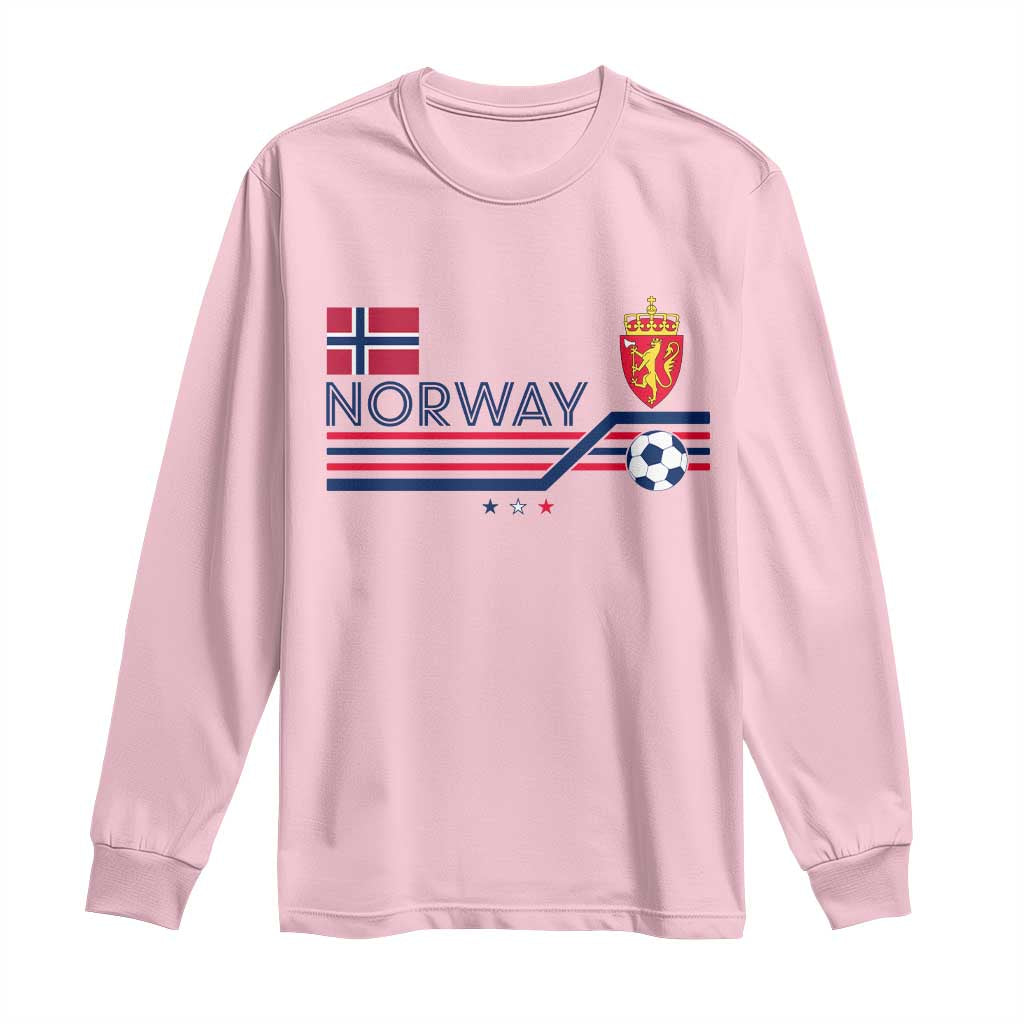 Classic Norway Football Emblem Graphic Long Sleeve Shirt Retro Norwegian Flag Coat of Arms Norge Soccer Fans TS02 Light Pink Print Your Wear