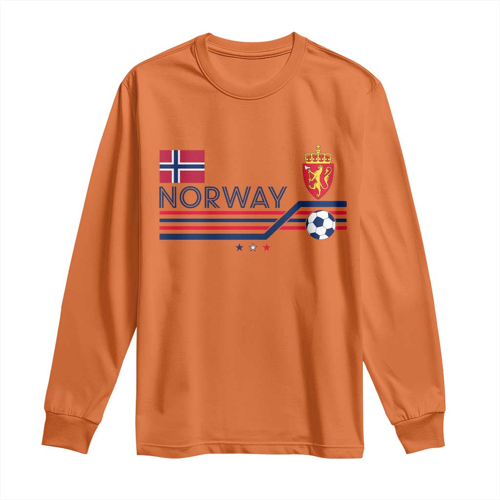 Classic Norway Football Emblem Graphic Long Sleeve Shirt Retro Norwegian Flag Coat of Arms Norge Soccer Fans TS02 Orange Print Your Wear