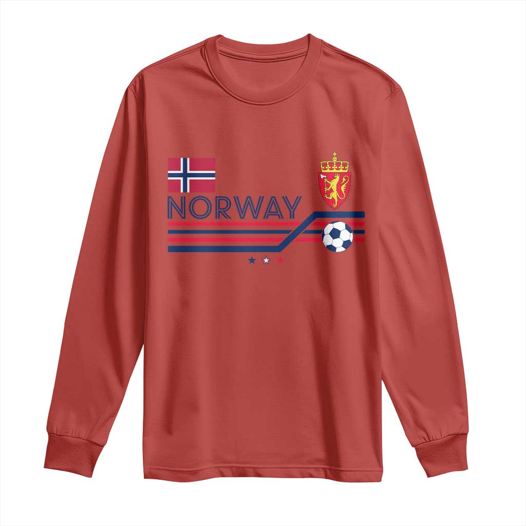 Classic Norway Football Emblem Graphic Long Sleeve Shirt Retro Norwegian Flag Coat of Arms Norge Soccer Fans TS02 Red Print Your Wear
