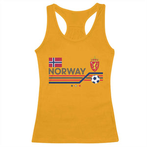 Classic Norway Football Emblem Graphic Racerback Tank Top Retro Norwegian Flag Coat of Arms Norge Soccer Fans TS02 Gold Print Your Wear