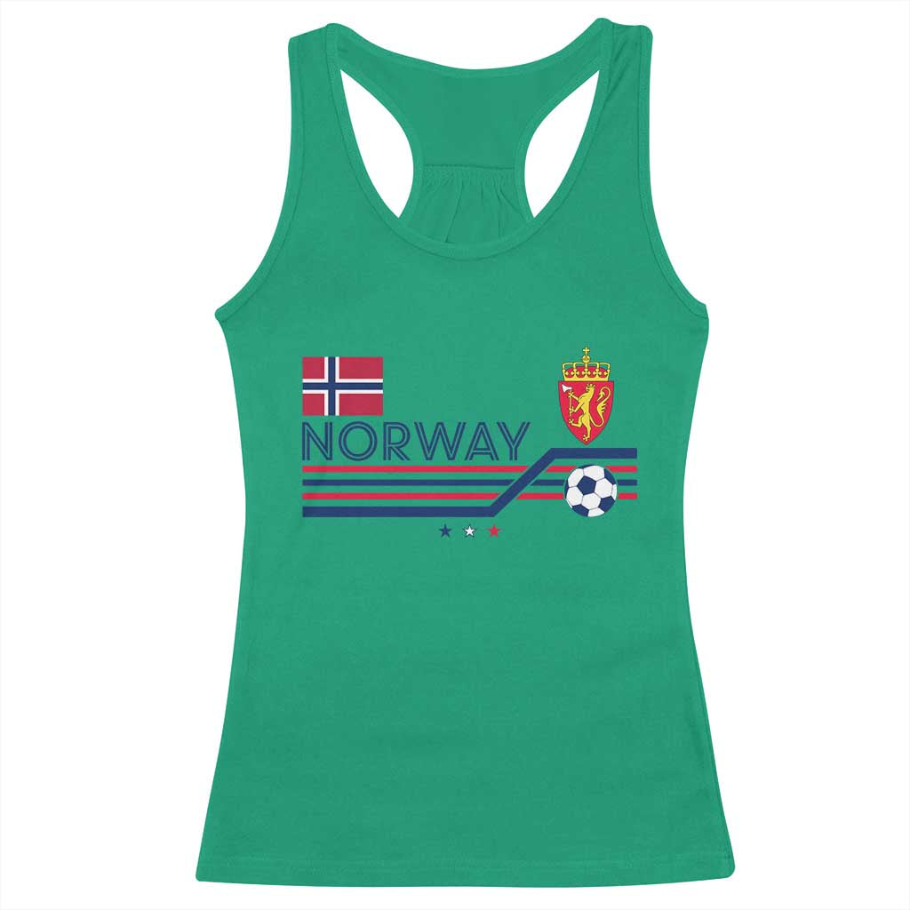 Classic Norway Football Emblem Graphic Racerback Tank Top Retro Norwegian Flag Coat of Arms Norge Soccer Fans TS02 Irish Green Print Your Wear