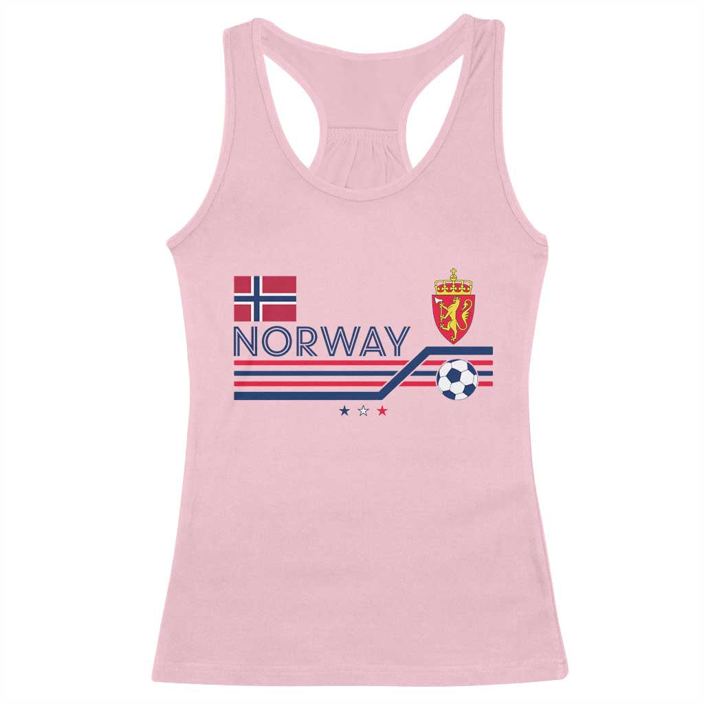 Classic Norway Football Emblem Graphic Racerback Tank Top Retro Norwegian Flag Coat of Arms Norge Soccer Fans TS02 Light Pink Print Your Wear