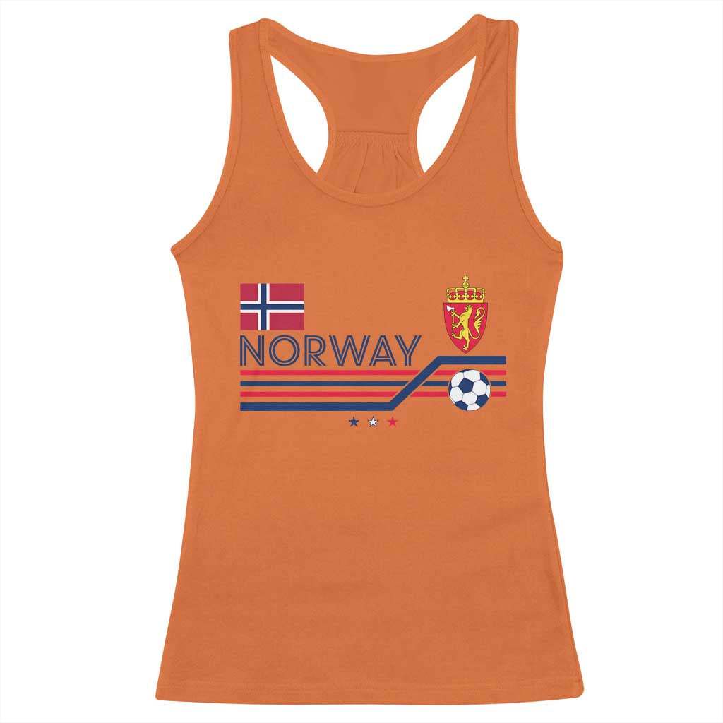 Classic Norway Football Emblem Graphic Racerback Tank Top Retro Norwegian Flag Coat of Arms Norge Soccer Fans TS02 Orange Print Your Wear