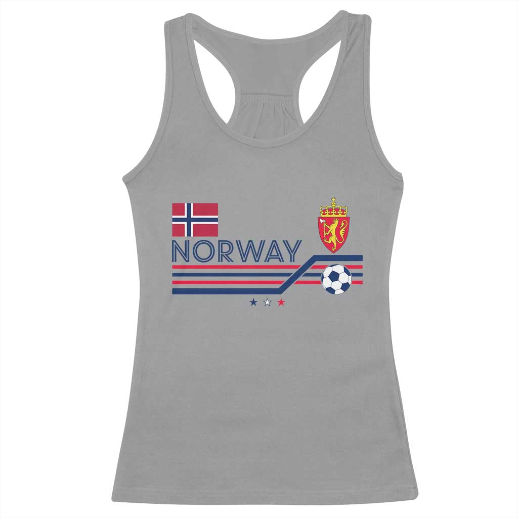 Classic Norway Football Emblem Graphic Racerback Tank Top Retro Norwegian Flag Coat of Arms Norge Soccer Fans TS02 Sport Gray Print Your Wear