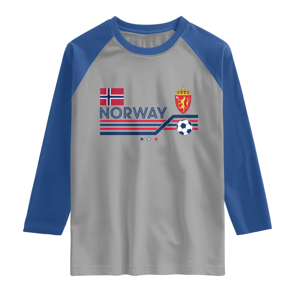 Classic Norway Football Emblem Graphic Raglan Shirt Retro Norwegian Flag Coat of Arms Norge Soccer Fans TS02 Sport Gray Royal Print Your Wear