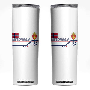 Classic Norway Football Emblem Graphic Skinny Tumbler Retro Norwegian Flag Coat of Arms Norge Soccer Fans TS02 White Print Your Wear