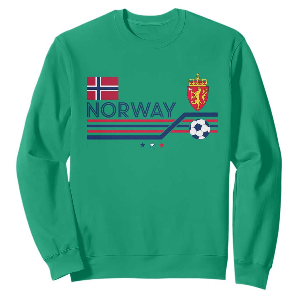 Classic Norway Football Emblem Graphic Sweatshirt Retro Norwegian Flag Coat of Arms Norge Soccer Fans TS02 Irish Green Print Your Wear
