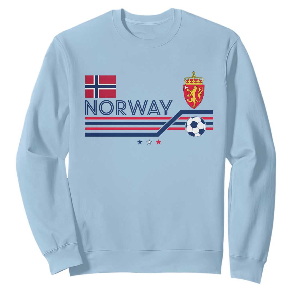 Classic Norway Football Emblem Graphic Sweatshirt Retro Norwegian Flag Coat of Arms Norge Soccer Fans TS02 Light Blue Print Your Wear