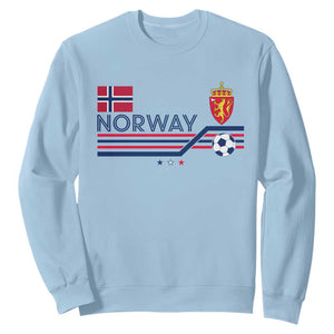 Classic Norway Football Emblem Graphic Sweatshirt Retro Norwegian Flag Coat of Arms Norge Soccer Fans TS02 Light Blue Print Your Wear