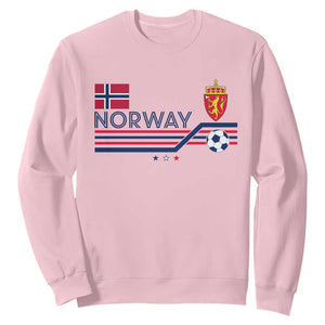 Classic Norway Football Emblem Graphic Sweatshirt Retro Norwegian Flag Coat of Arms Norge Soccer Fans TS02 Light Pink Print Your Wear
