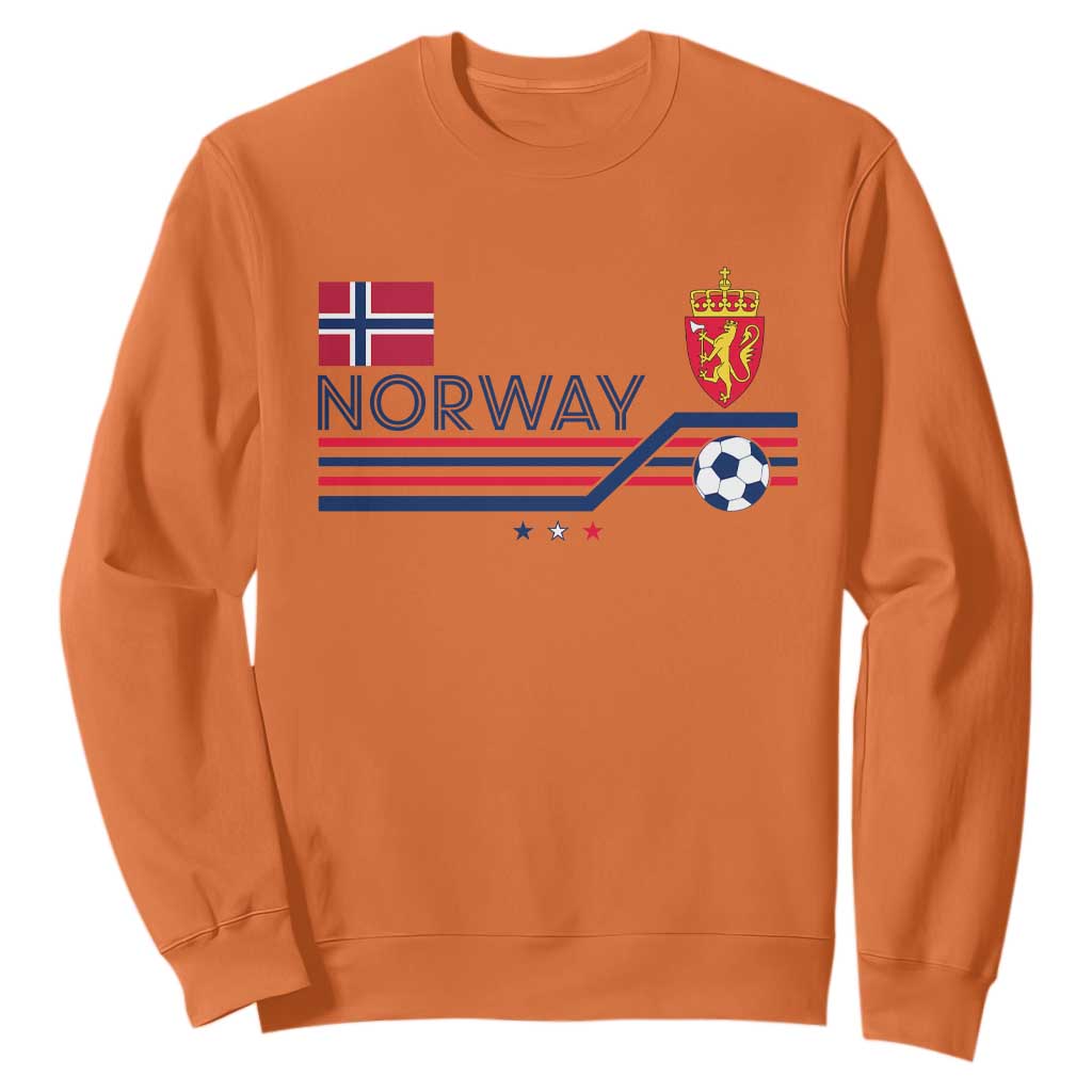 Classic Norway Football Emblem Graphic Sweatshirt Retro Norwegian Flag Coat of Arms Norge Soccer Fans TS02 Orange Print Your Wear