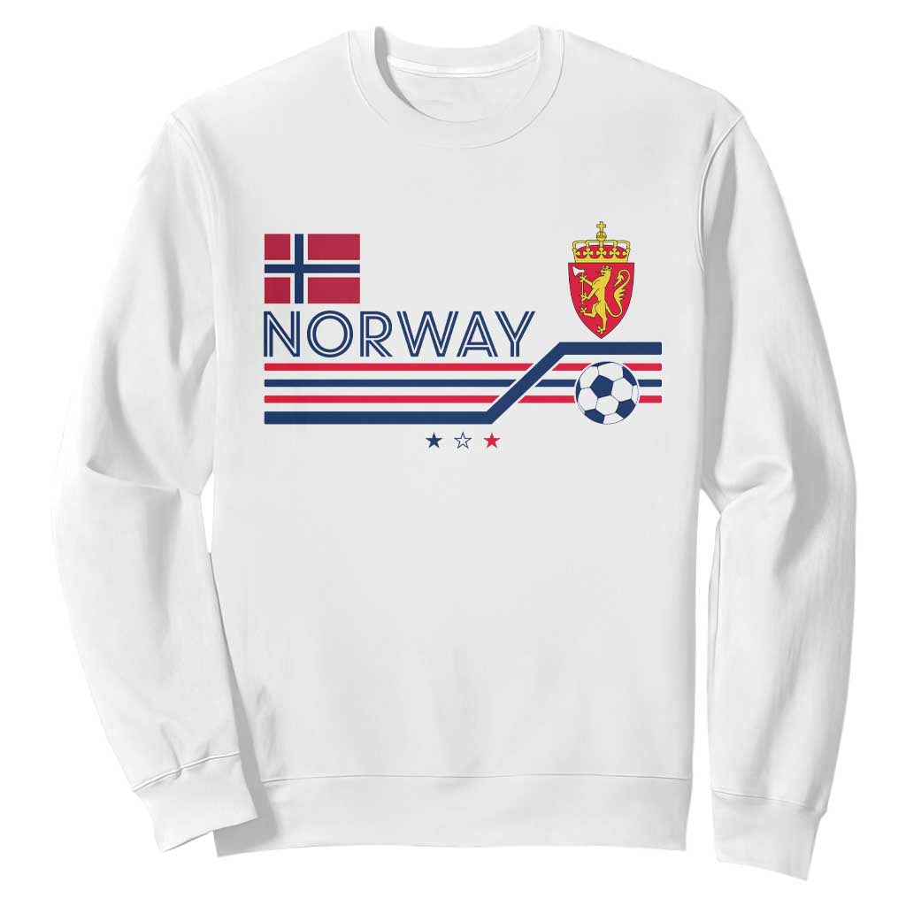 Classic Norway Football Emblem Graphic Sweatshirt Retro Norwegian Flag Coat of Arms Norge Soccer Fans TS02 White Print Your Wear