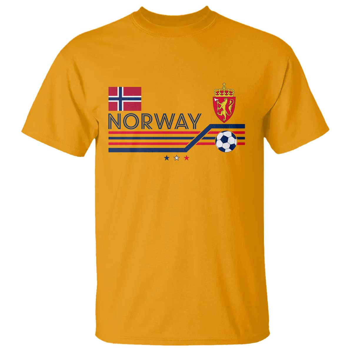 Classic Norway Football Emblem Graphic T Shirt Retro Norwegian Flag Coat of Arms Norge Soccer Fans TS02 Gold Print Your Wear