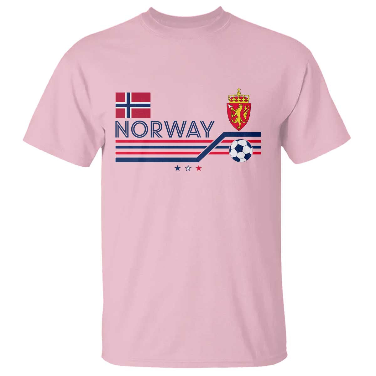 Classic Norway Football Emblem Graphic T Shirt Retro Norwegian Flag Coat of Arms Norge Soccer Fans TS02 Light Pink Print Your Wear