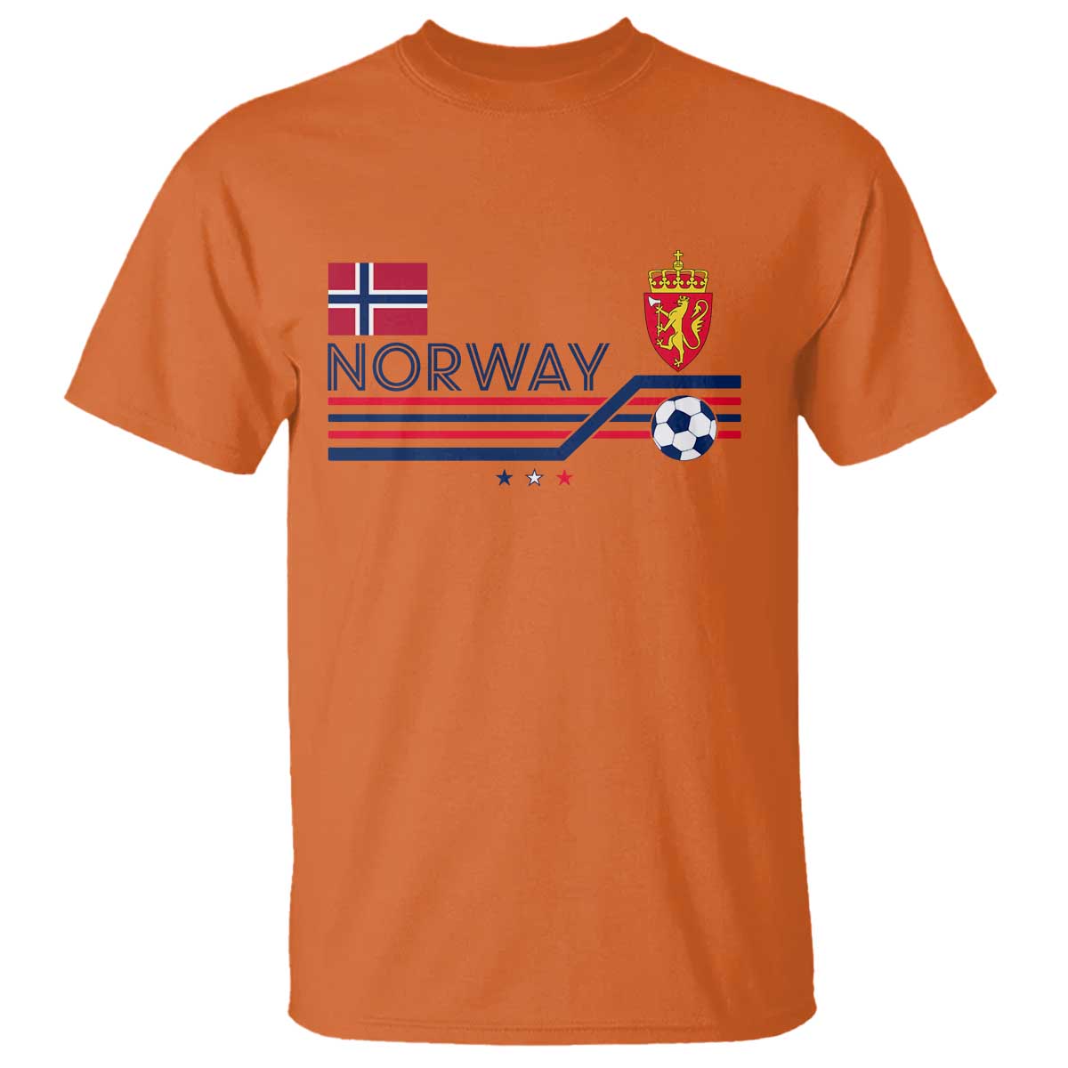 Classic Norway Football Emblem Graphic T Shirt Retro Norwegian Flag Coat of Arms Norge Soccer Fans TS02 Orange Print Your Wear