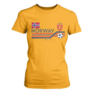 Classic Norway Football Emblem Graphic T Shirt For Women Retro Norwegian Flag Coat of Arms Norge Soccer Fans TS02 Gold Print Your Wear